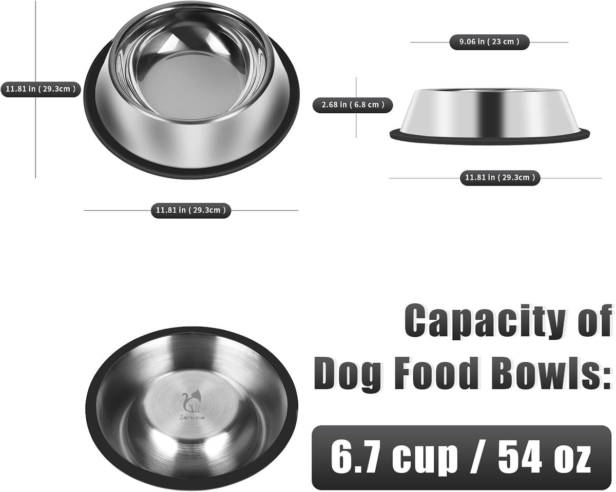 Serentive 3 Pcs Metal Dog Bowls for Small Dogs - 54 oz / Classic - image 2