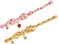 Cotton Bowtie Cat Collar with Bell 2 Pack Adjustable Breakaway Kitten - Bee + Strawberry / 7.5-11.4 Inch (Pack of 2) - image 3