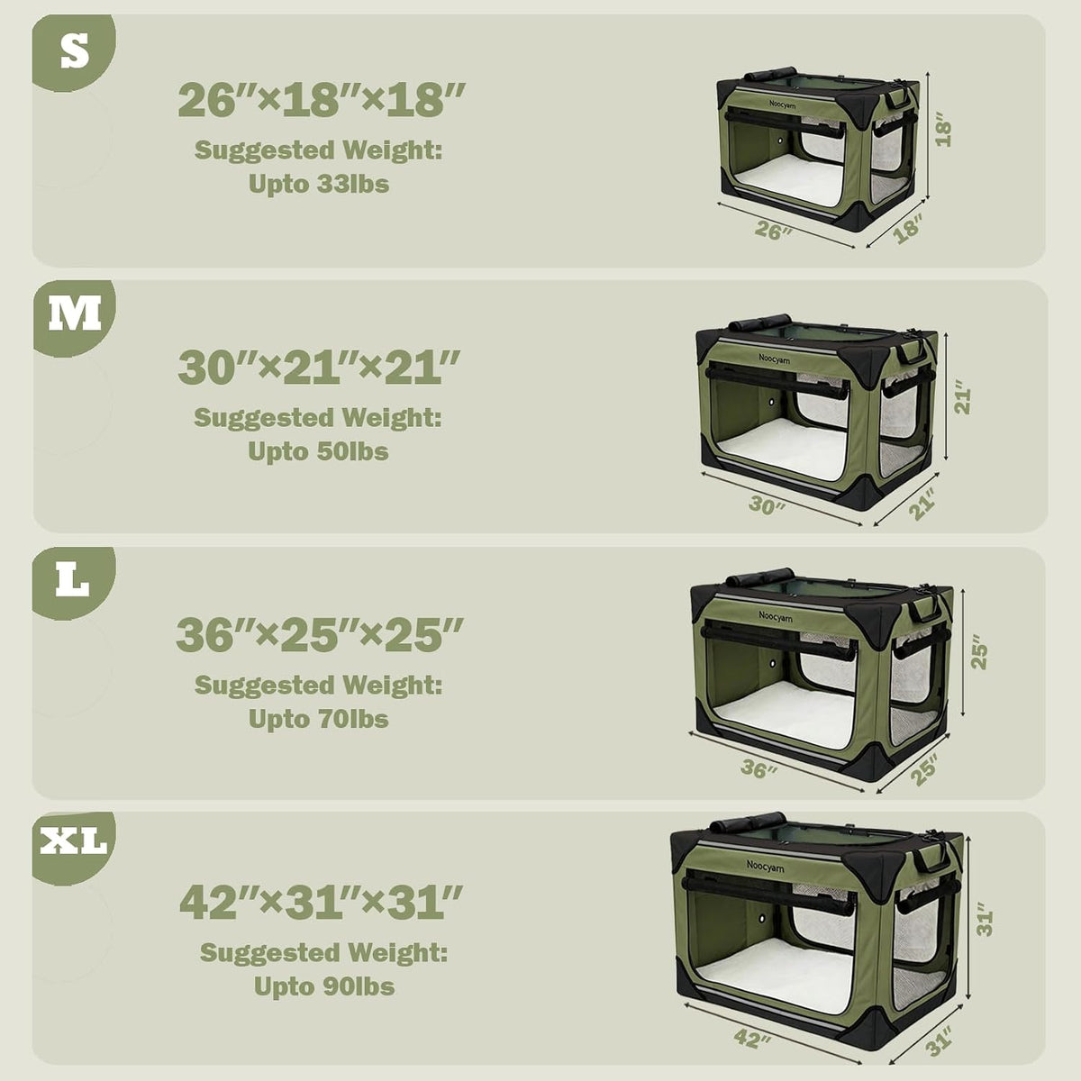 Collapsible Dog Crate for Large Dogs 36 Inch - Green / 26.0"L x 18.0"W x 18.0"H - image 2