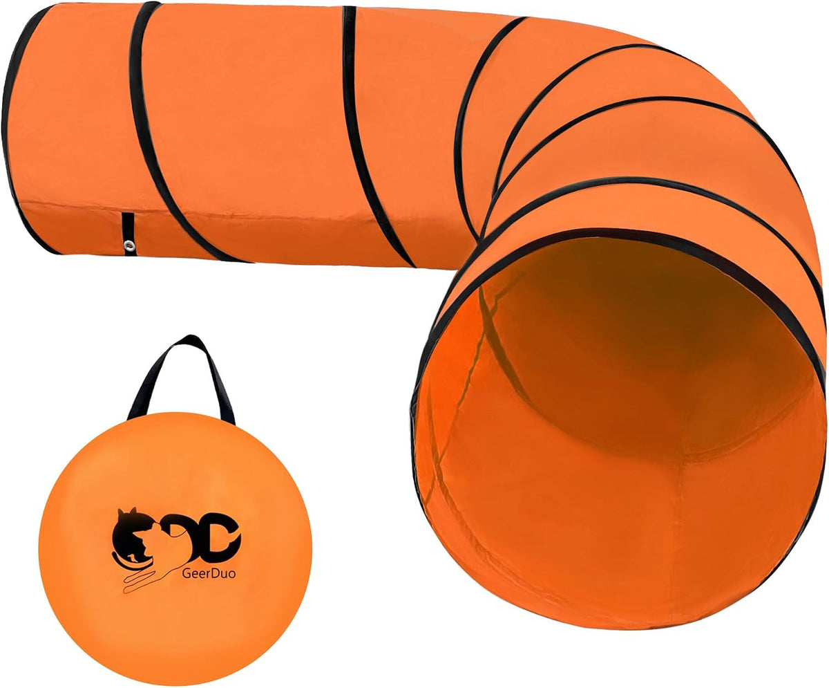 10FT Dog Agility Tunnel - Tear-Resistant Oxford Cloth Training Tunnel for All Breeds - Orange