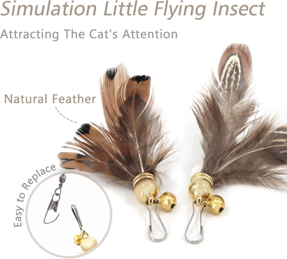 SONGWAY Cat Toy Wand Replacement, Cat Feather Toy Refills - Insect - image 4