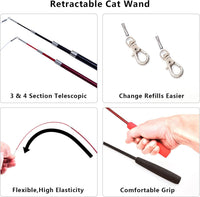 Interactive Cat Wand Toy Set, 2 Telescopic Rods & 11 Attachments – Essentials for Cats - image 4