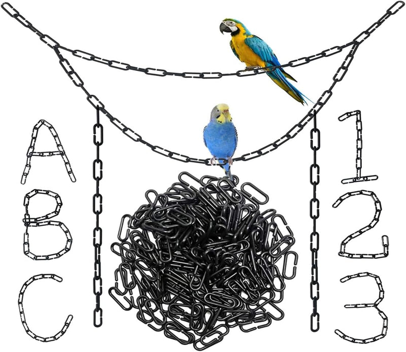 200Pcs Black C-Clips Plastic Chain Links for Birds & Small Pets – Essentials for Birds - Black / 200Pcs