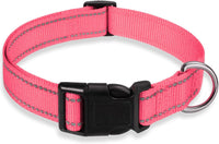 Reflective Dog Collar, Puppy Collar with Buckle Adjustable - Light Pink / XLarge :Width 1",Neck 16-26"