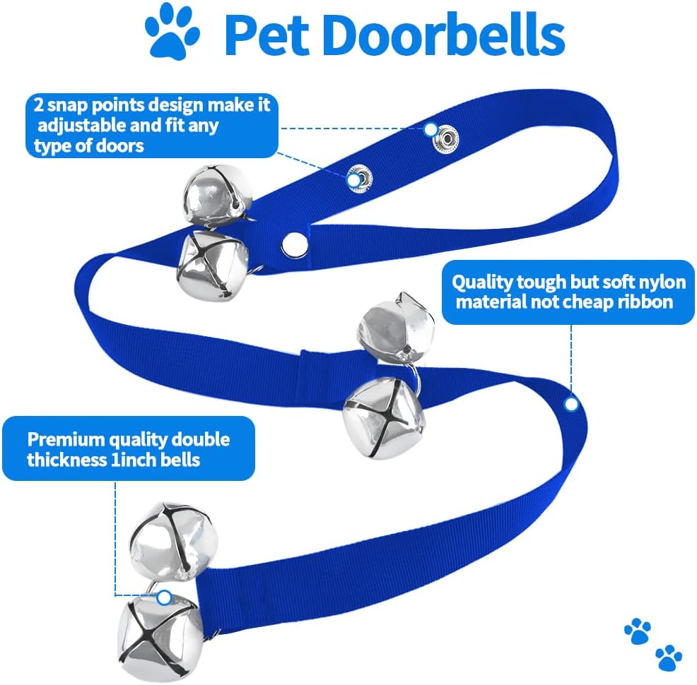 2 Pack Dog Doorbells, Pet Training Bells for Go Outside Potty Training and Communication Device - Blue - image 3