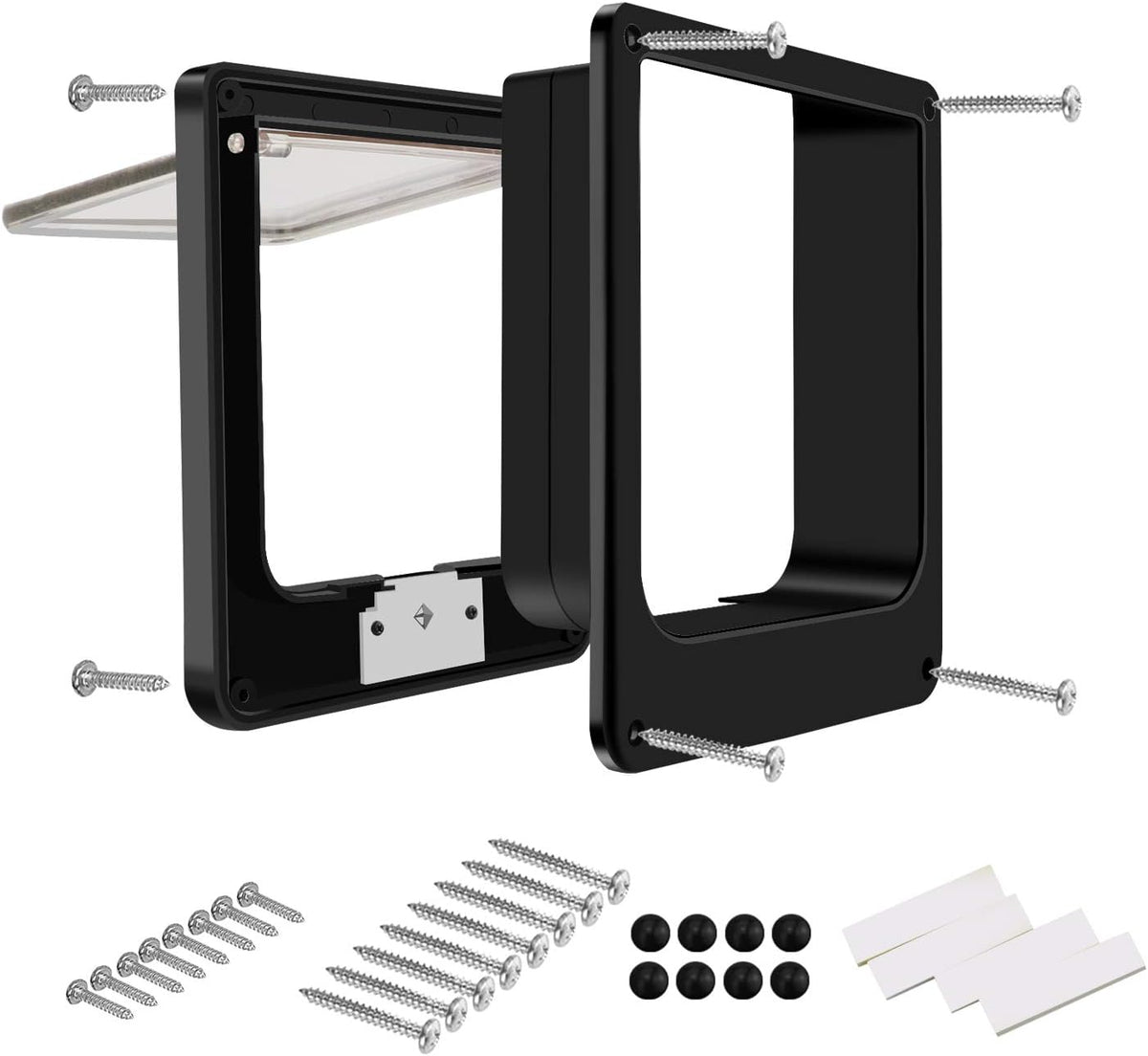 CEESC Medium Cat Door for Interior/Exterior, for Pets <15.75" - L- Inner size: 7.1"(W) x 7.7"(H) / Black - image 4