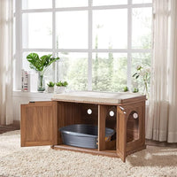 unipaws Cat Litter Box Enclosure Furniture, Hidden Litter Box Cover Washroom, Dog Proof Cabinet House for Large Cat, Hideaway Litter Box, Walnut