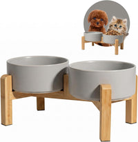 Elevated Ceramic Dog Bowl - Light Gray / Small