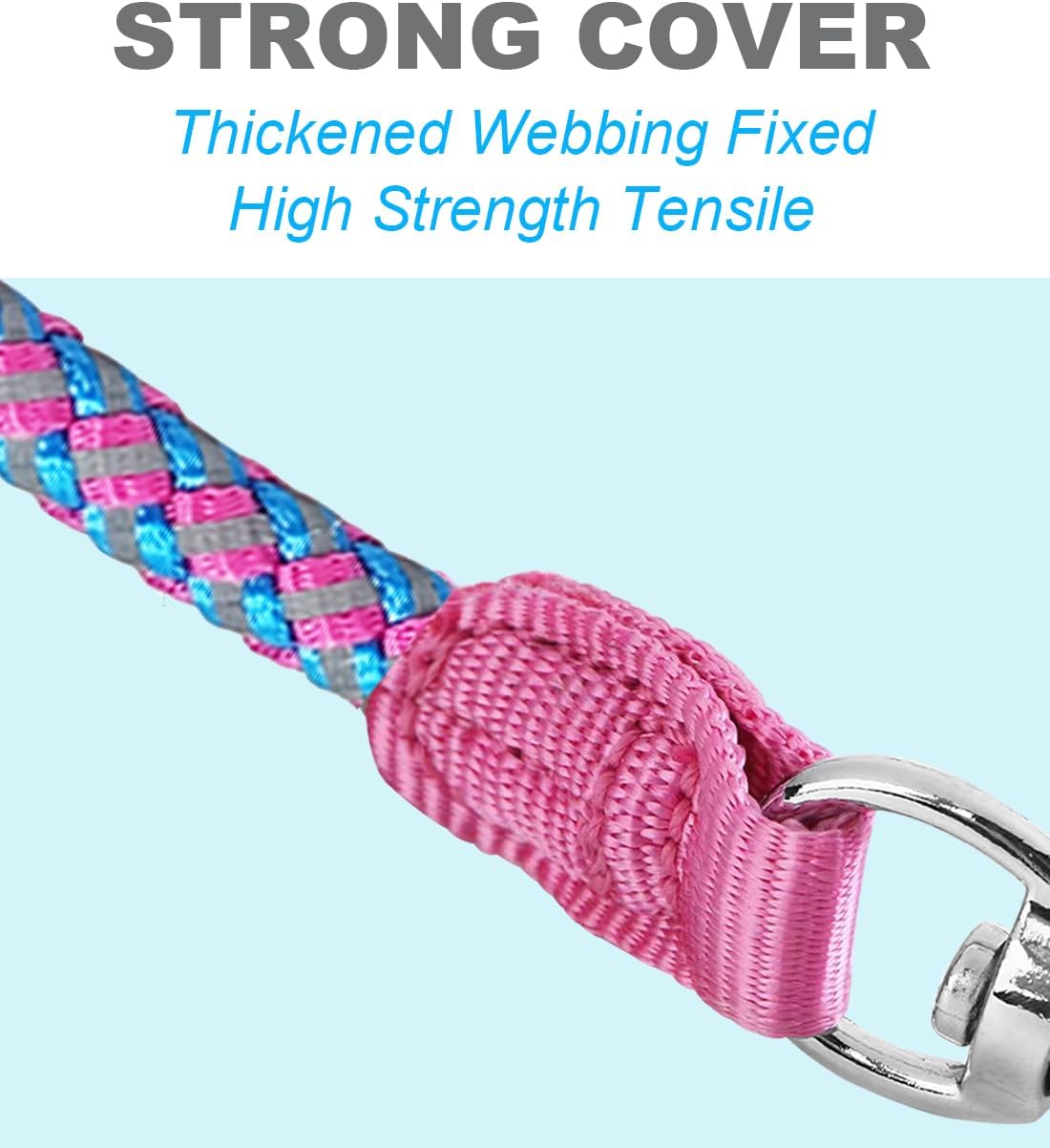 Reflective Dog Leash 2/3/4/6/10ft Braided 1/2" Strong Nylon Rope – Essentials for Dogs - 6ft * 3/4" / Pink - image 3