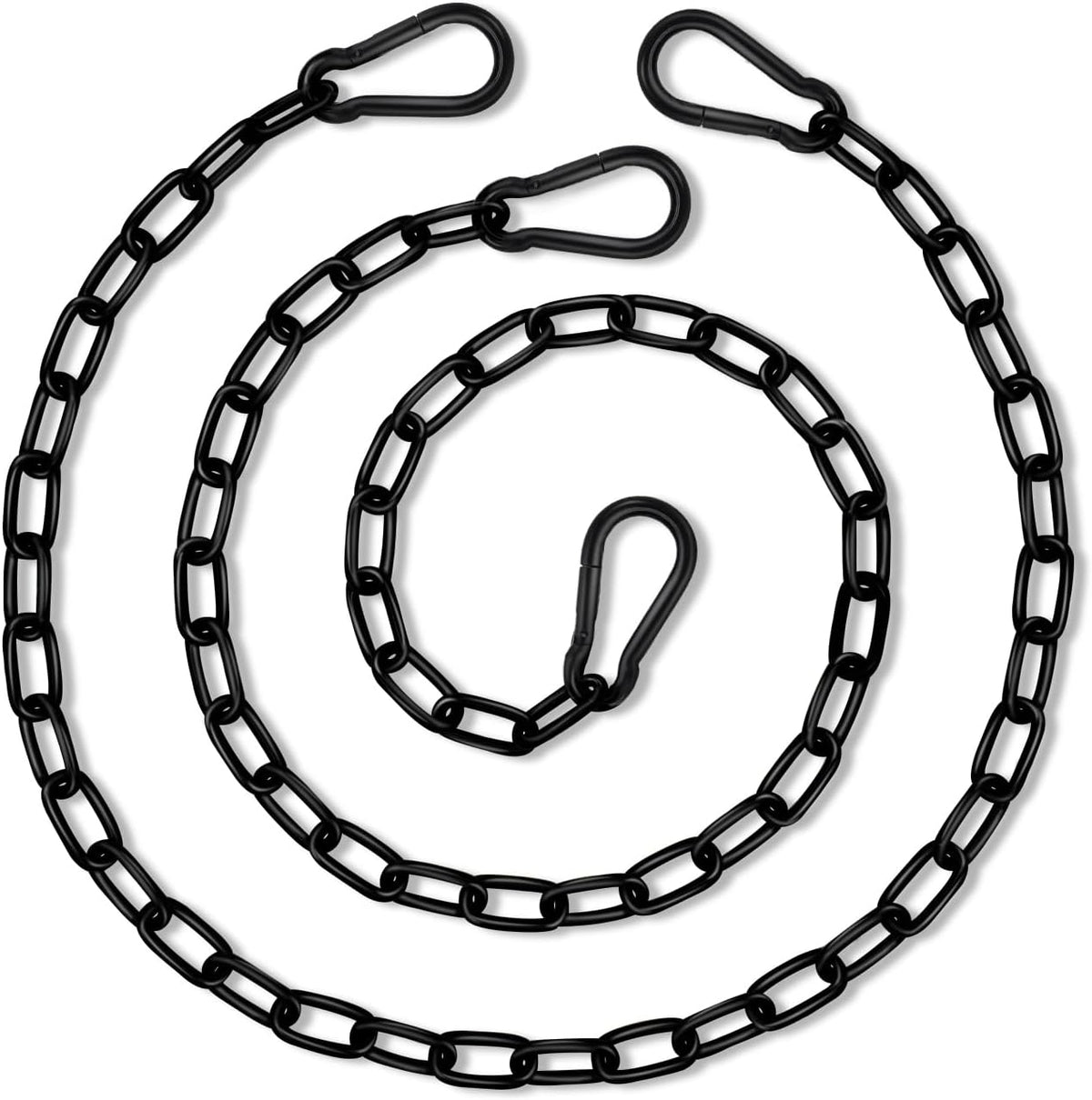 2 Pack Hanging Swing Chain with 4 Carabiners 25in, Swing Chairs - Black / 44in×2pcs