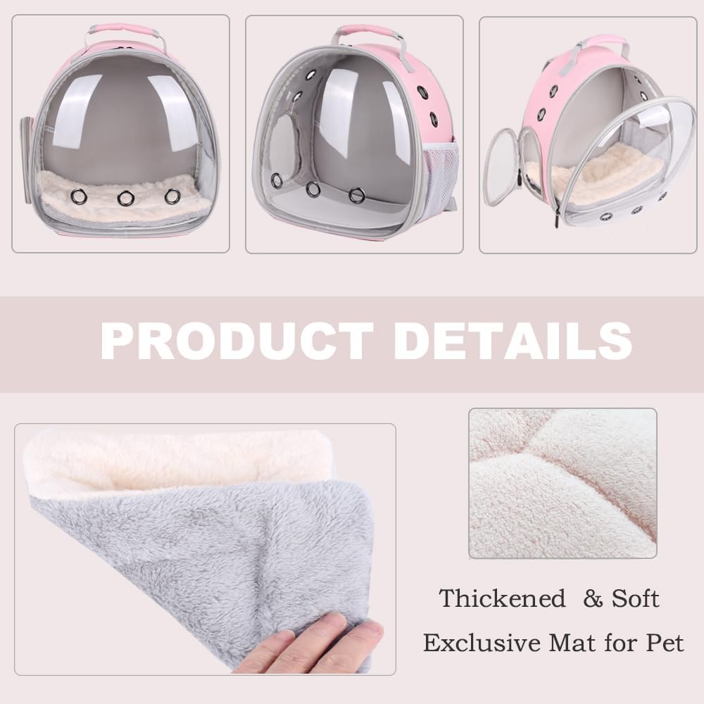 Portable Small Animal Backpack Travel Breathable Pet Carrier Bag - Pink / Backpack - image 3
