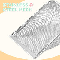 Metal Cat Litter Scoop,Sturdy Litter Cleaner Corner Shovel,Stainless Steel Mesh Litter Shovel,Easy to Clean Reptile Terrarium Sand Waste(Black)