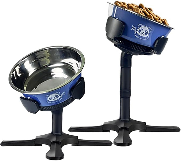 Adjustable Elevated Dog Bowl Stand with Non-Slip Base - 3 Height & Tilt Settings, Fits 14-24.5cm Bowls, Raised Stainless Steel Dish for Large Breed, Medium & Small Dogs and Cats
