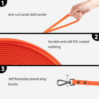 Dog Training Long Leash Waterproof Long Line Heavy Duty Outdoor - 10FT / Orange - image 3
