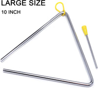 6 Inch Musical Steel Triangle Percussion Instrument With Striker – Fun for Kids & Family - 10 Inch - image 2