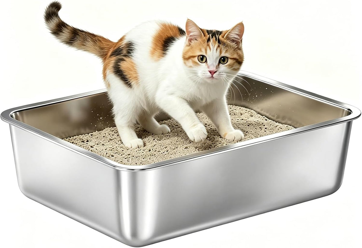 Stainless Steel Litter Box - M-17''×13''×5.1"