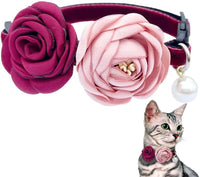 Fupo Cat Collar, Breakaway Adjustable with Bell& Flower - Red #2