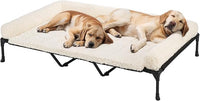 Veehoo Cooling Elevated Dog Bed Add Removable Deluxe Rose Plush Bolster Cushion Mat, 59" x 37" Washable Dog Couch Bed, Raised Pet Cot with Breathable Teslin Mesh, No-Slip Feet, White, CWC2439B