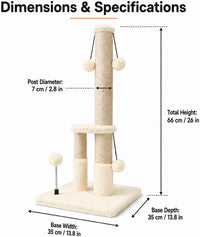 Dimaka Tall Cat Scratching Post - Beige - image 2