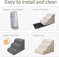 Dog Stairs for Small Dogs 15.7'' H, 3-Step High Density Foam – Essentials for Dogs - Beige / 3 / Standard 3 Step-15.7"H - image 4