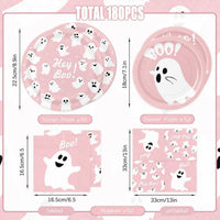 yunhuatdm 180 piece cute ghost Halloween plates and napkins set, black and white - view 11