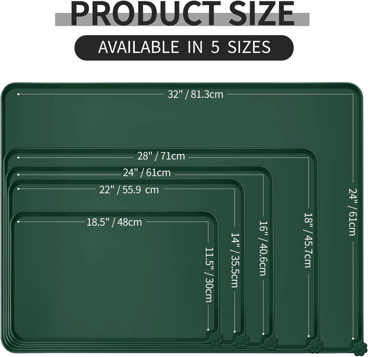 Reopet Silicone Pet Feeding Mat - Hunter Green / 18.5" x 11.5" - image 2