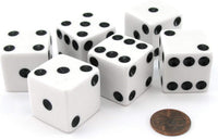 Set of 6 D6 25mm Large Opaque Jumbo Dice