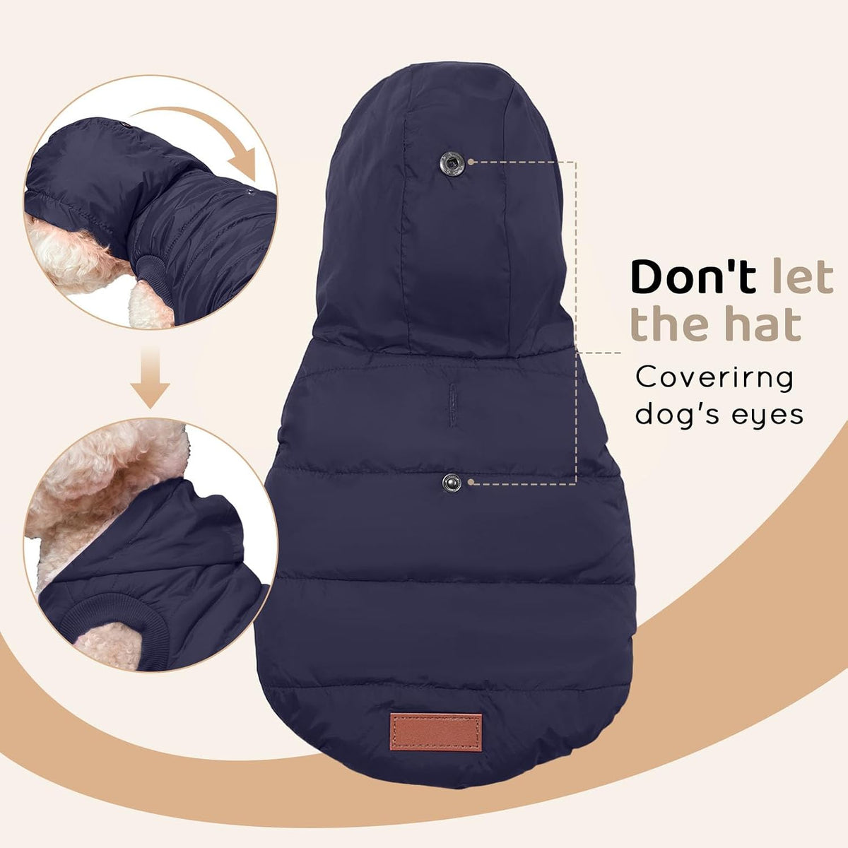 Vecomfy Warm Dog Coats with Hoodie - XX-Large / Blue - image 2
