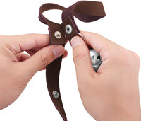 Leather Dog Doorbells to Go Outside, Brass Potty Training Bell – Essentials for Dogs - 2 Dark Brown Leather Silver Bells - image 2