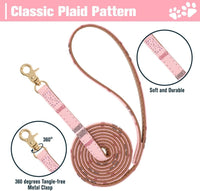 Dog Collar and Leash Set - Embroidery Floral Dog Bow Tie and Bandana Collar with Bell, Cute Flower - Pink / X-Small - image 3
