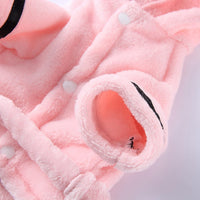 Pet Bathrobe Dog Pajama, Thickened Hooded - Pink / Medium - image 2
