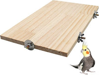 15.7×10.4 Inches Large Bird Perch Stand Platform, Natural Wooden Small Animals Cage Accessories, Rectangle Stand Perch Shelf for Parrot Parakeet Cockatiel Rat Hamster Guinea Pig Conure Chinchillas
