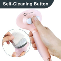 Cat Brush for Shedding, Self Cleaning Brush for Long & Short Hair Cats – Essentials for Cats - Pink - image 2