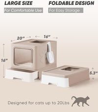 Enclosed Cat Litter Box, Large Litter Box for Big Cats, Covered Kitty Litter Boxes with Lid, Top Entry Cat Box Enclosure with Scoop, Odor Control, Easy to Clean(Coffee)