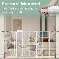TSAYAWA Extra Wide Baby Gate with Door,38.5-43.3 Inch Walk Through Large Long Child Gates for Stair Doorway - Indoor TSAYAWA Outdoor Safty Gate for Toddler Pet Dog Doggie White