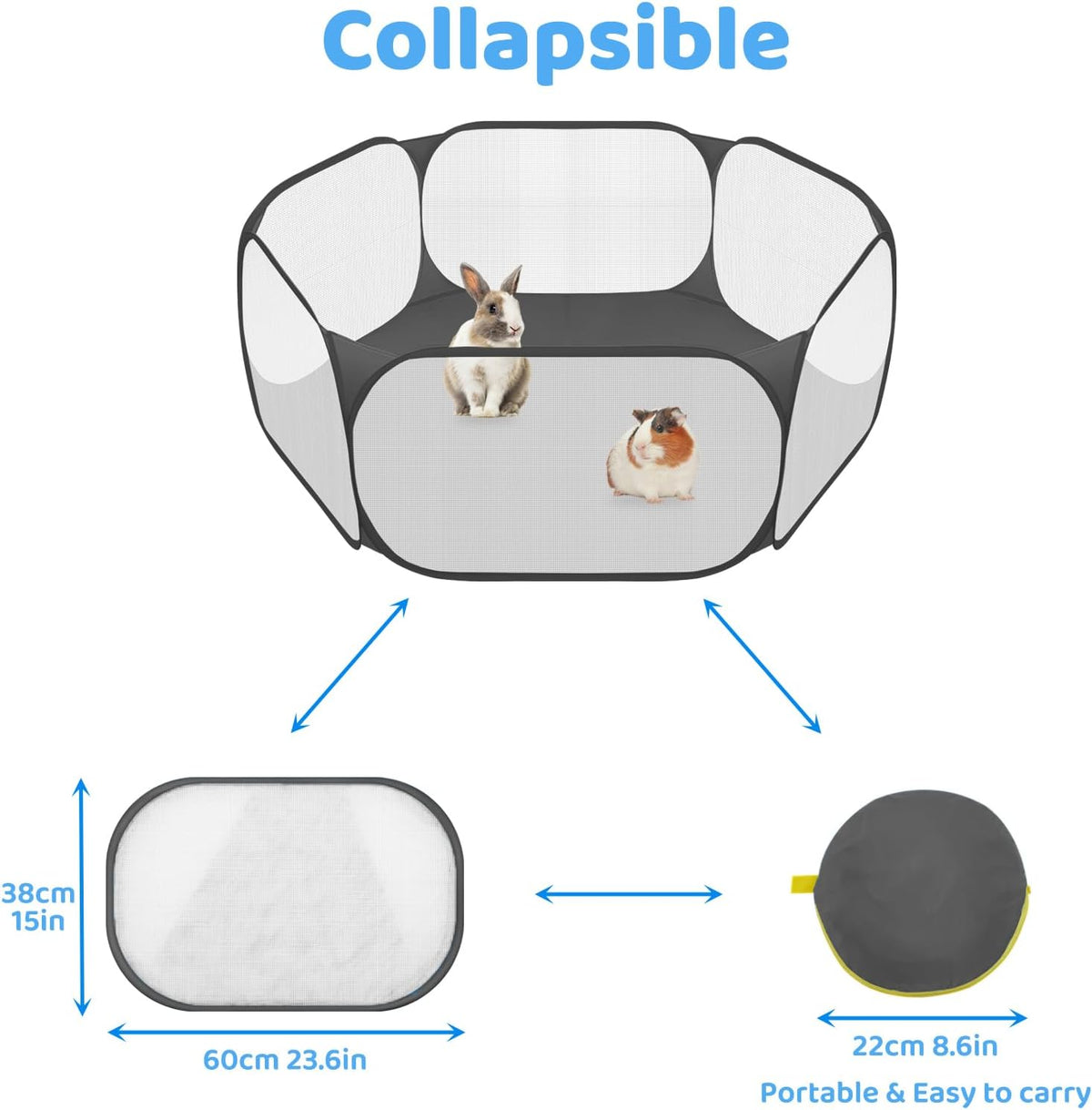 Small Animal Playpen, Pop-Up Portable Play Yard for Guinea Pigs - Black - image 3