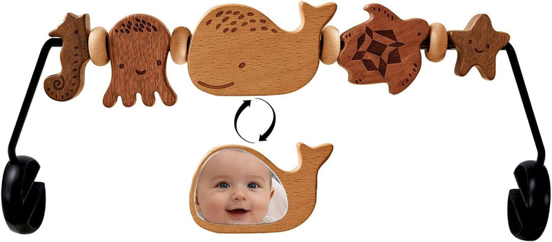 TinlyFinly Baby Bouncer Toy Bar Wooden Compatible with Baby Bjorn - Sea Animals