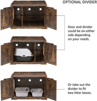 unipaws Cat Litter Box Enclosure Furniture - Rustic / No Top Open - image 3