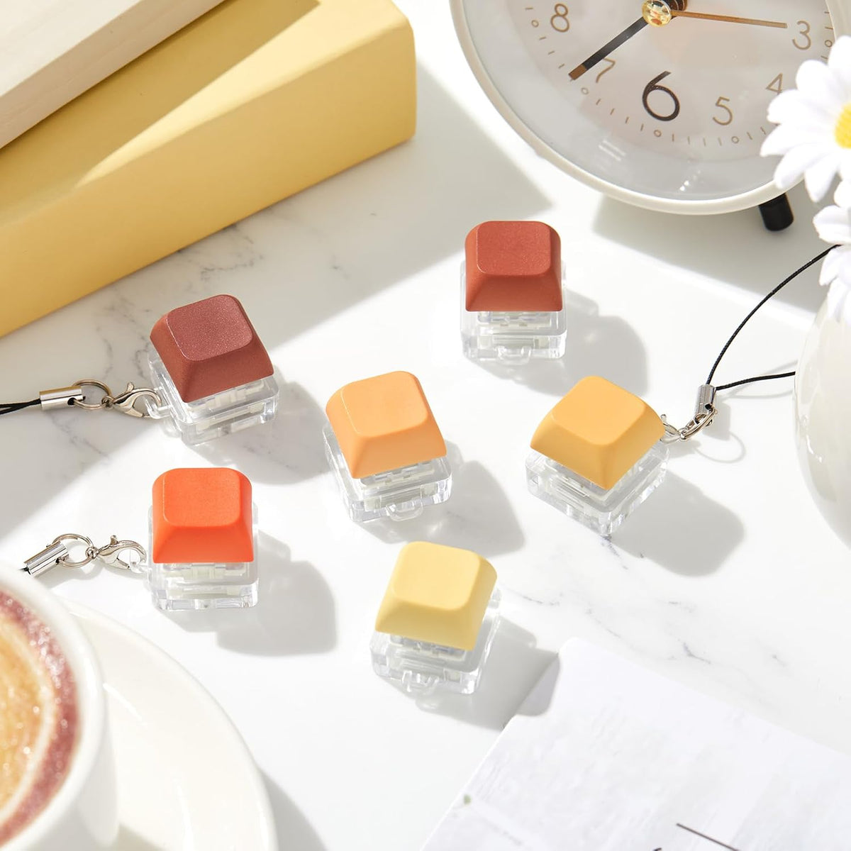 6 Pcs Keyboard Fidget Toy Keyboard Fidget Keychain - Orange / Classic / 6 - image 4