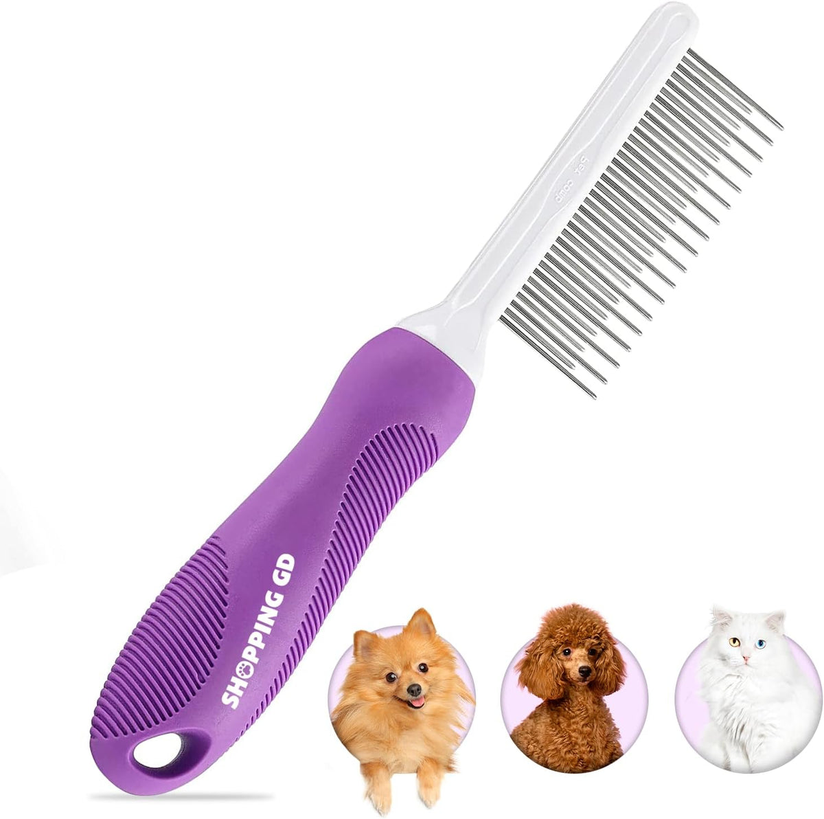 Detangling Pet Comb for Dogs & Cats with Long & Short Stainless Steel