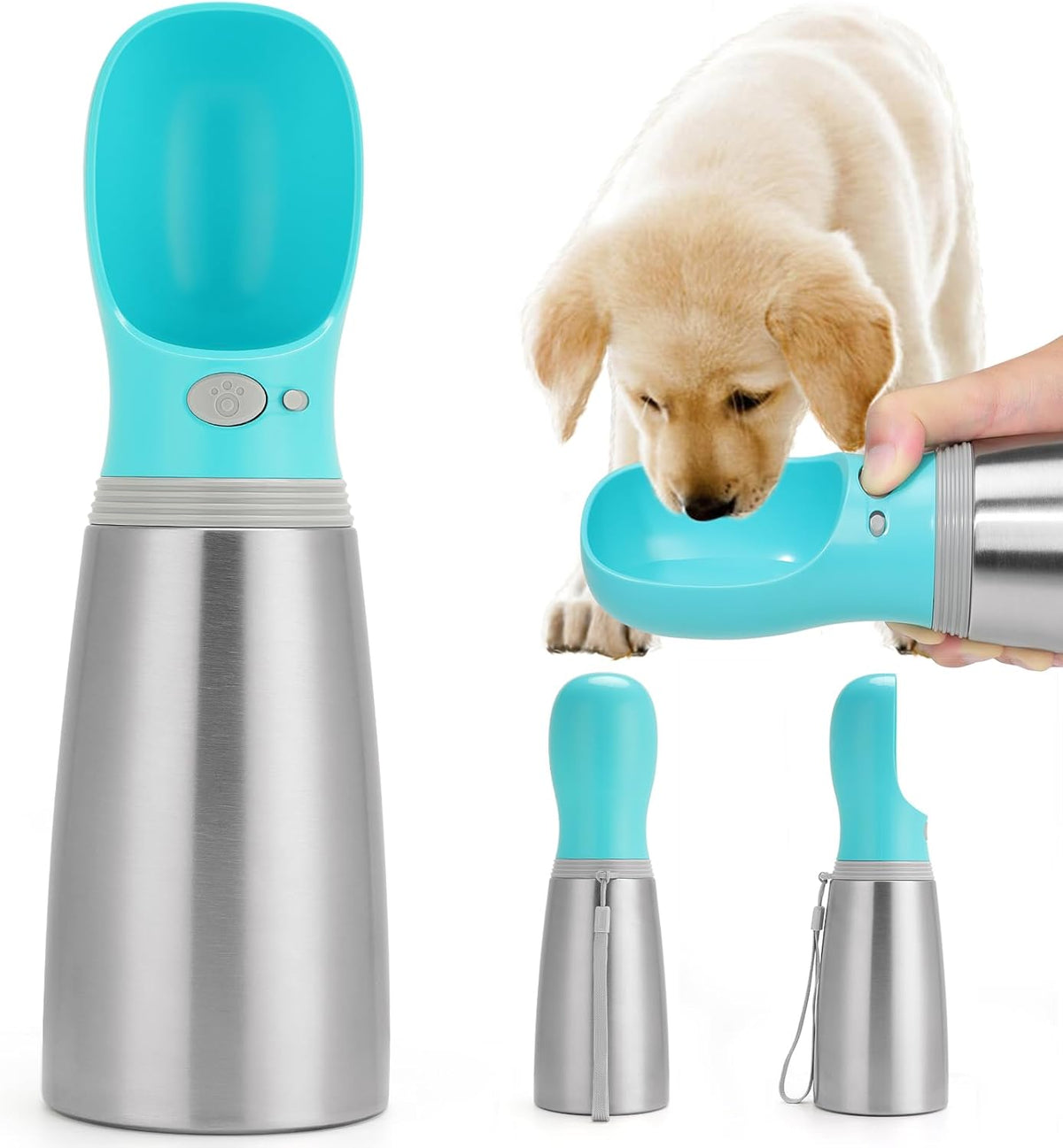 Portable Dog Water Bottle - Button switch / 24 OZ - Blue