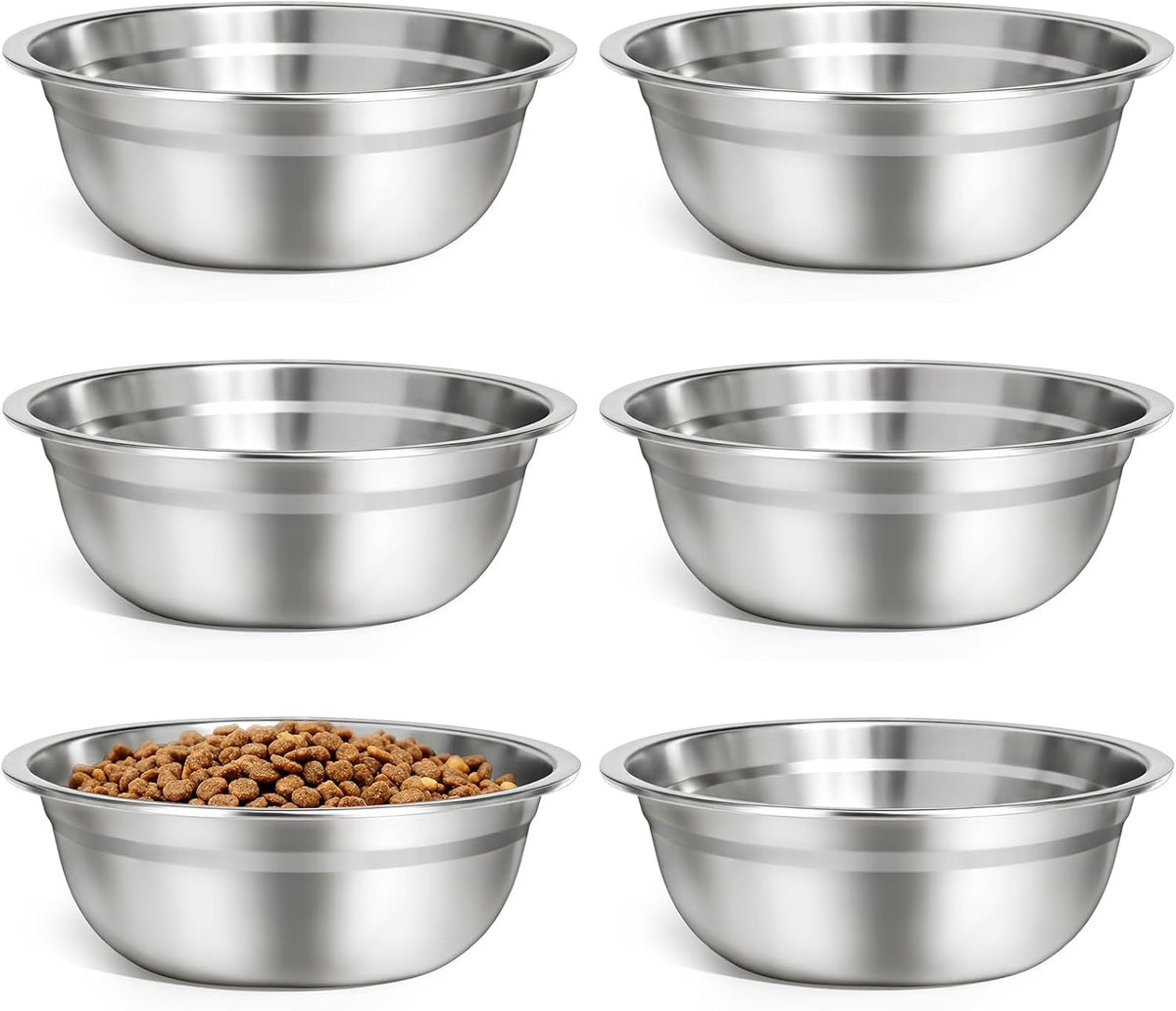 URPOWER 4 Pack 8" Stainless Steel Dog Bowls - 6 Pack