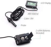 Digital Probe Thermometer Hygrometer for Reptiles - Black - image 3