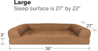 Furhaven Cooling Gel Dog Bed for Large/Medium Dogs w/ Removable Bolsters & Washable Cover, For Dogs Up to 55 lbs - Quilted Sofa - Toasted Brown, Large