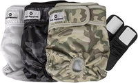 Pet Parents® Washable Dog Diapers (3pack) + Extendrs® of Durable Doggie Diapers, Premium Dog Diapers Female & Male (Large, Camo)