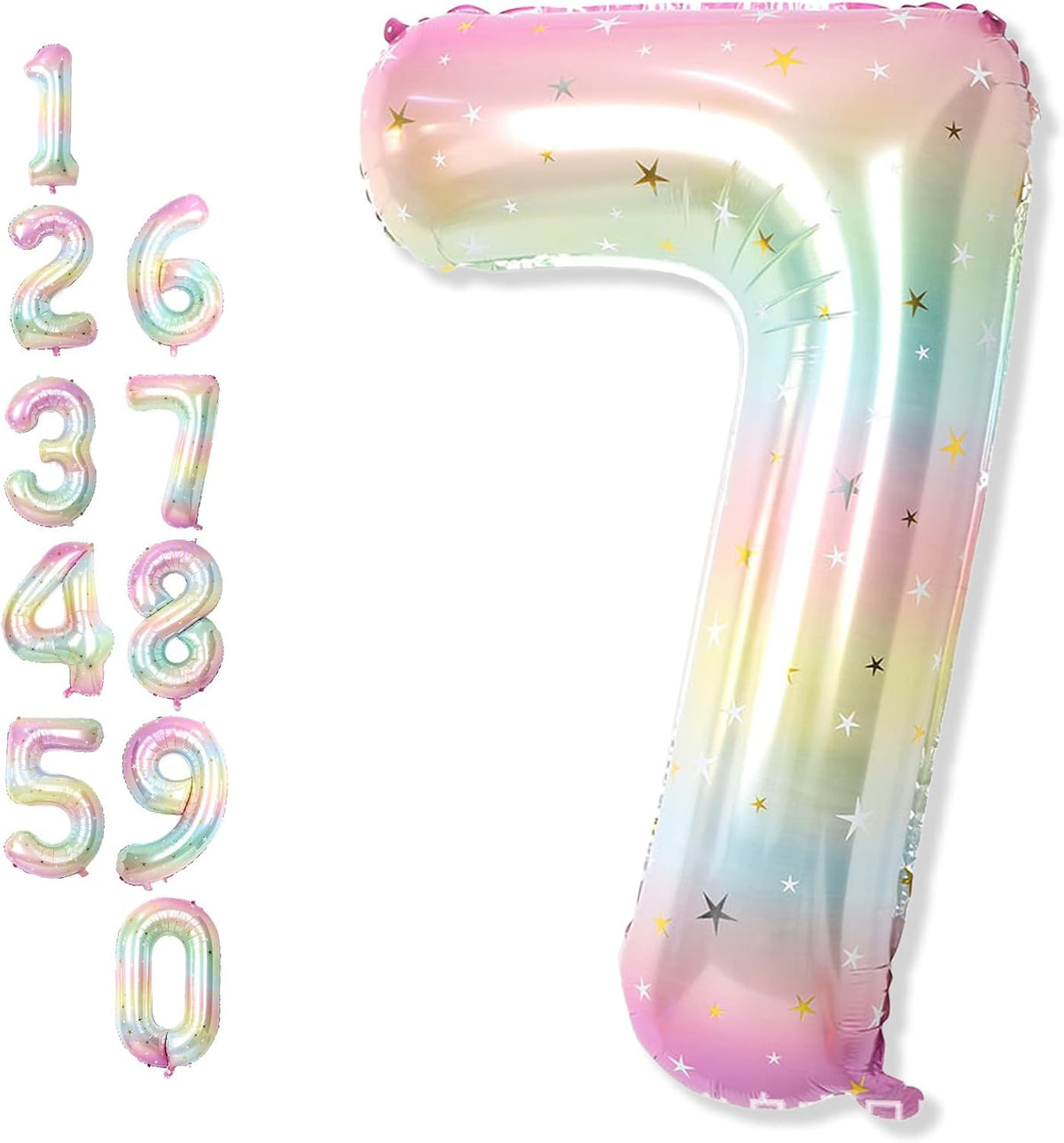 40'' Purple K-pop Number 5 Balloon for Girl 5th Birthday Party - Stars Rainbow / Number 7 - XXL