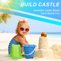 Anzmtosn castle sand buckets 3 pack, 7 inch green and blue beach pails with handles - view 20