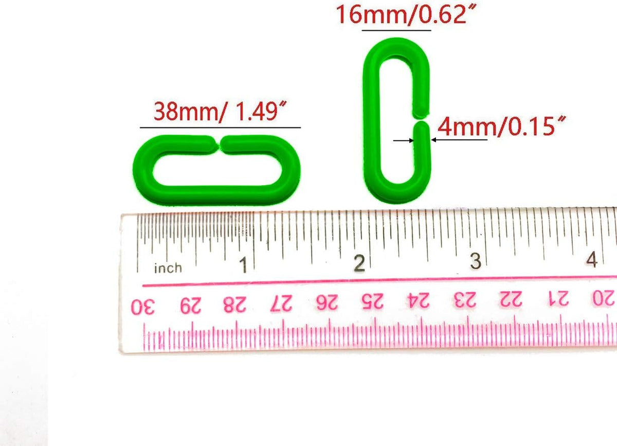 200Pcs Black C-Clips Plastic Chain Links for Birds & Small Pets – Essentials for Birds - Green / 200Pcs - image 2