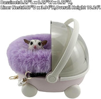 Sugar Glider Carrier Cage with Warm Nest, Cushion, Mat and Safe Lock, Portable Cages with Chain, Small Animals Travel Carrier Plastic Breathable Outgoing Box for Hamsters (Blue)