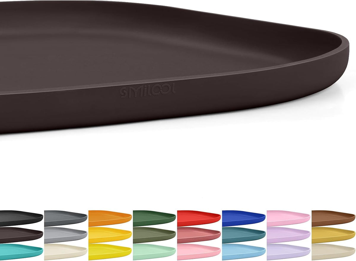 SMILOOL Waterproof Silicone Pet Food Mat with Raised Edge for Dog - Dark Brown / 12"L x 12"W
